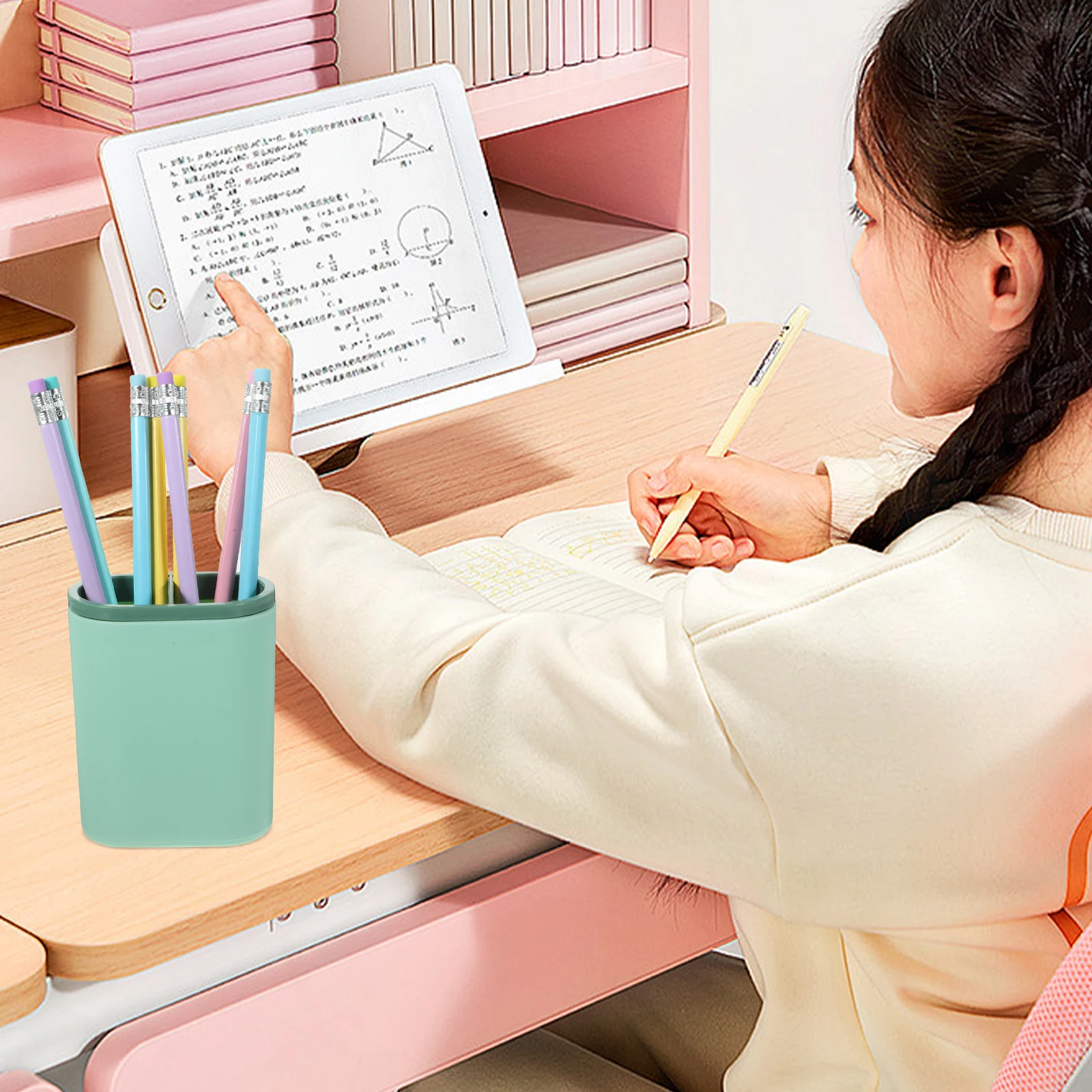 

3 Pcs Shallow Green Pen Holder Stationery ganizer Desk Accessories Sturdy Non Slip Easy Clean Large Capacity Office School