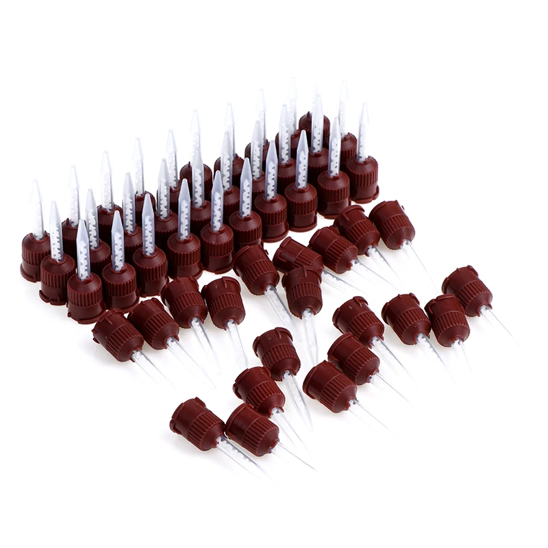 50PCS Dentistry Disposable Mixing Tips Silicone Rubber Mixing Head 1:1 For Impression Mixing Dispensing Dental Materials