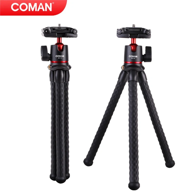 

COMAN Flexible Mini Octopus Tripod Cold Shoe Mount Ball Head QR Plate Max. 2KG for Smartphone Camera Live Streaming MT35/MT40