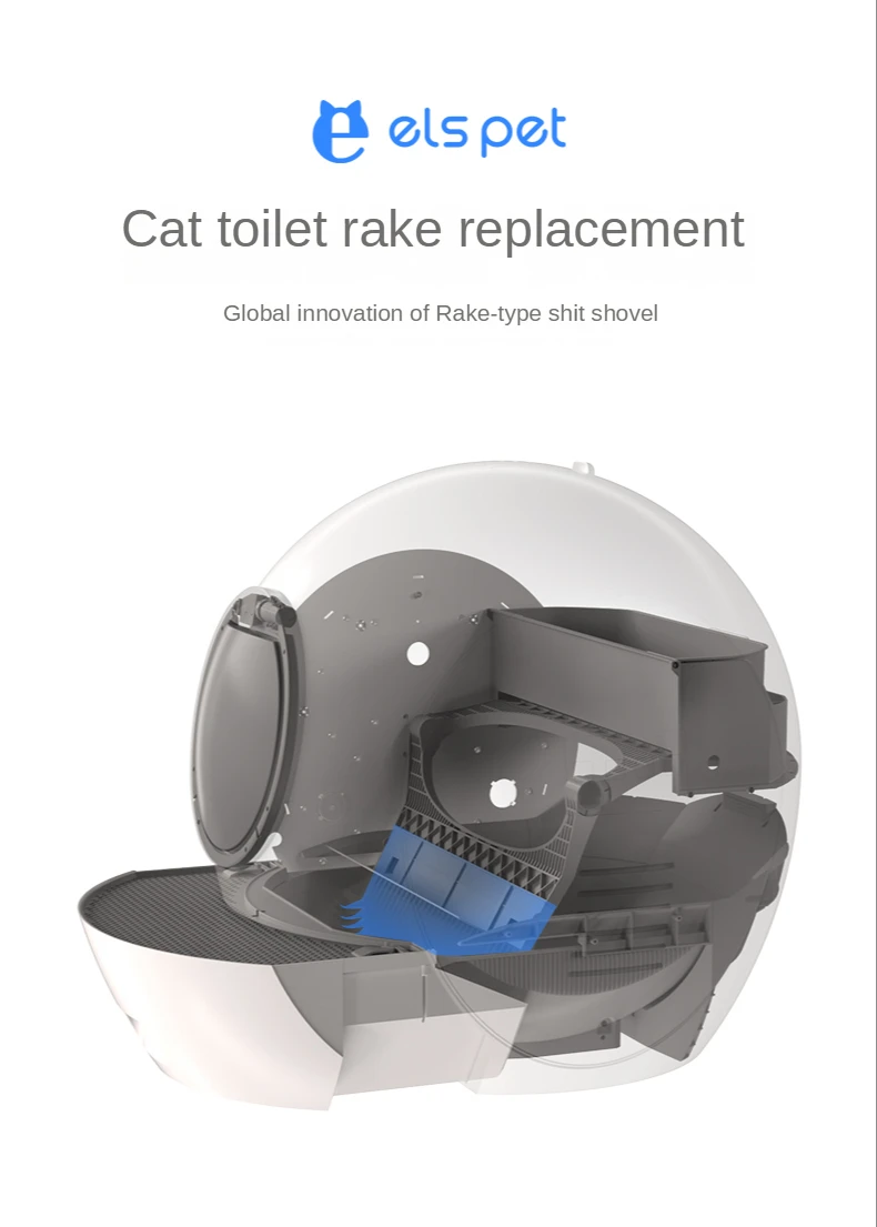 Elspet Automatic Cat Toilet Replacement Rake Cat Litter Box Accessories Cat Litter Shovel Rake Artículos Para Mascotas