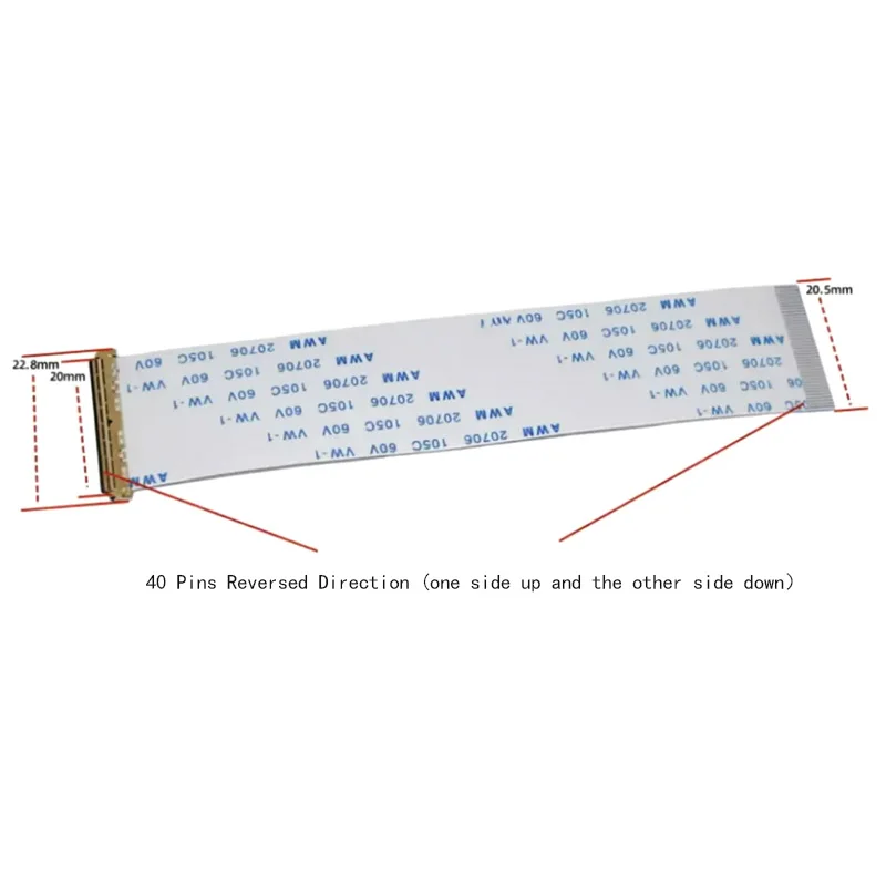 5 peças cabo de tela edp ffc cabo plano flexível 0.5mm passo 30p/40p I-PEX20454 awm20706 mesma direção direção invertida diy