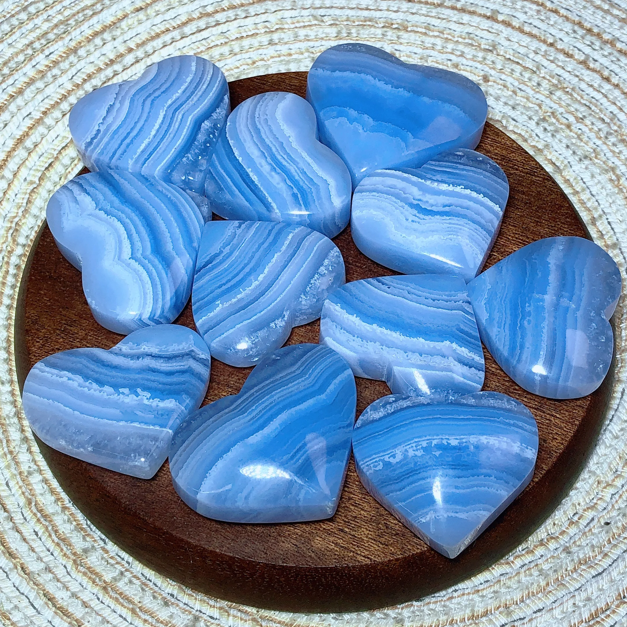 Natural Crystal Blue Lace Agate Heart Healing Mineral Stone Mediation Gemstone Energy Reiki Spiritual Gift