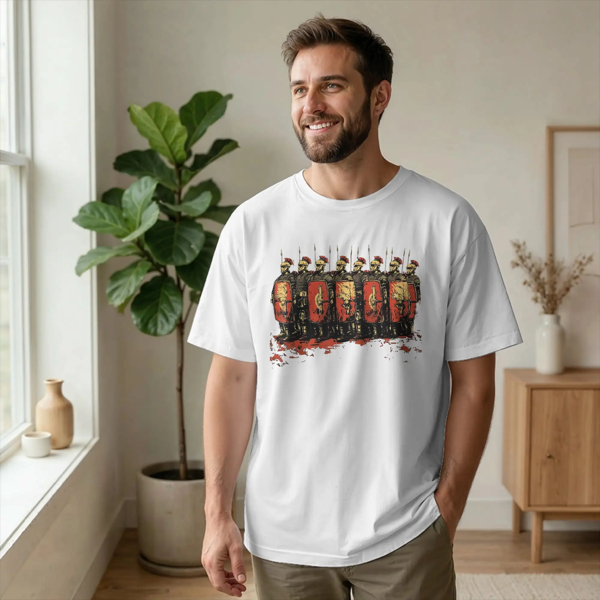 Roman Legion Soldiers Military History T-Shirt for Men SPQR Cotton Tee Shirt Crew Neck Short Sleeve T Shirts Plus Size Clothes