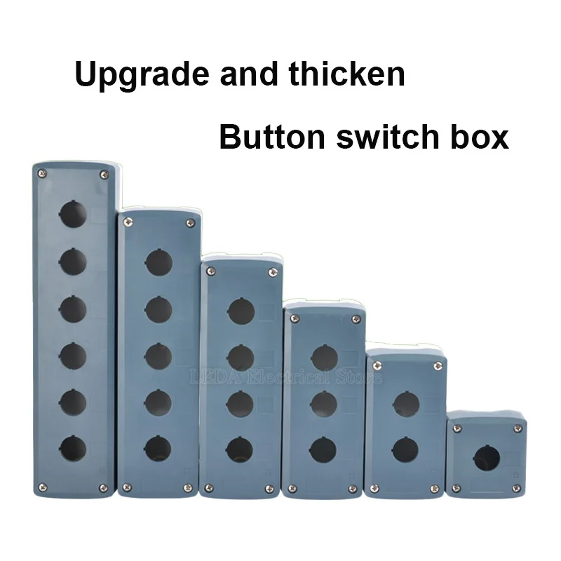 

1Pcs 22mm Waterproof Button Junction Switch Control Box Splash Proof Box 1/2/3/4/5/6 Hole Grey