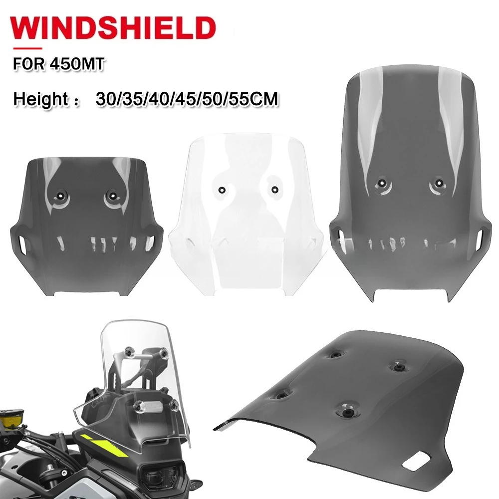 Suitable for the front windshield of CFMOTO 450MT motorcycle for modification, with an elevated and thickened windshield panel
