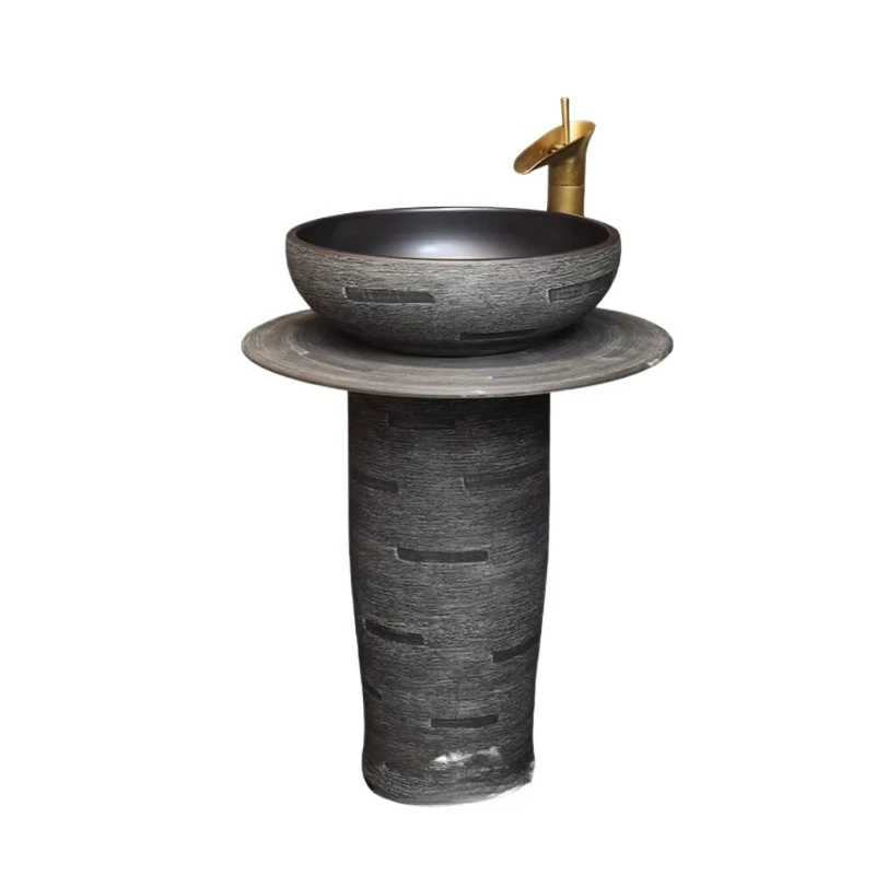 

Ceramic column type washbasin retro outdoor floor type balcony washbasin integrated column basin