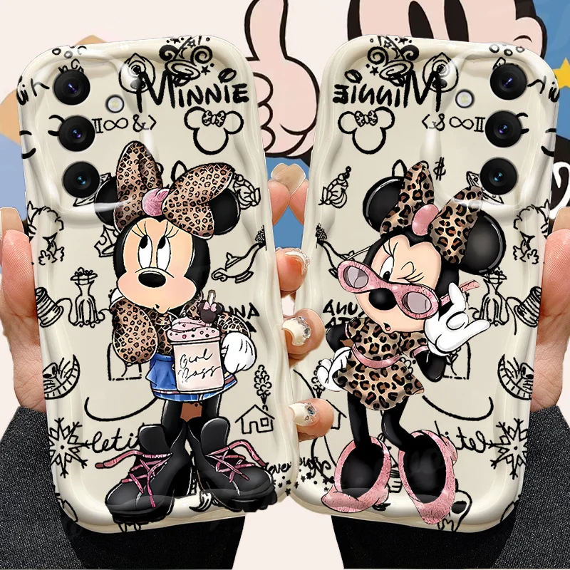 Leopard Grain Minnie Mouse Soft Case For Samsung Galaxy A54 A34 A24 A14 A13 A53 A33 A73 A23 A52 A52S A32 A22 A12 A51 A71 Cover