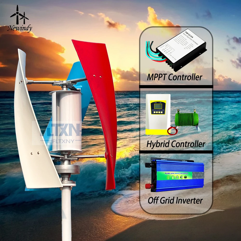 Free Energy Wind Turbine Vertical Axis Windmill 12v 24v 48v 3000w Permanent Maglev Generator With Mppt Charge Controller