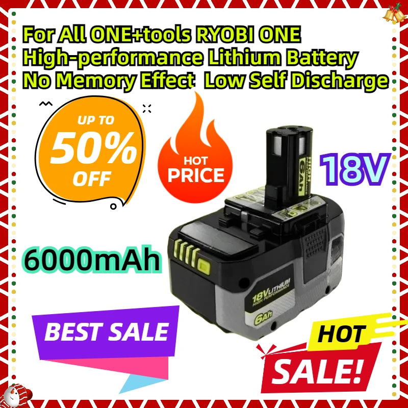 For All ONE+tools RYOBI ONE+6.0Ah High-performance Lithium Battery  No Memory Effect  Low Self Discharge