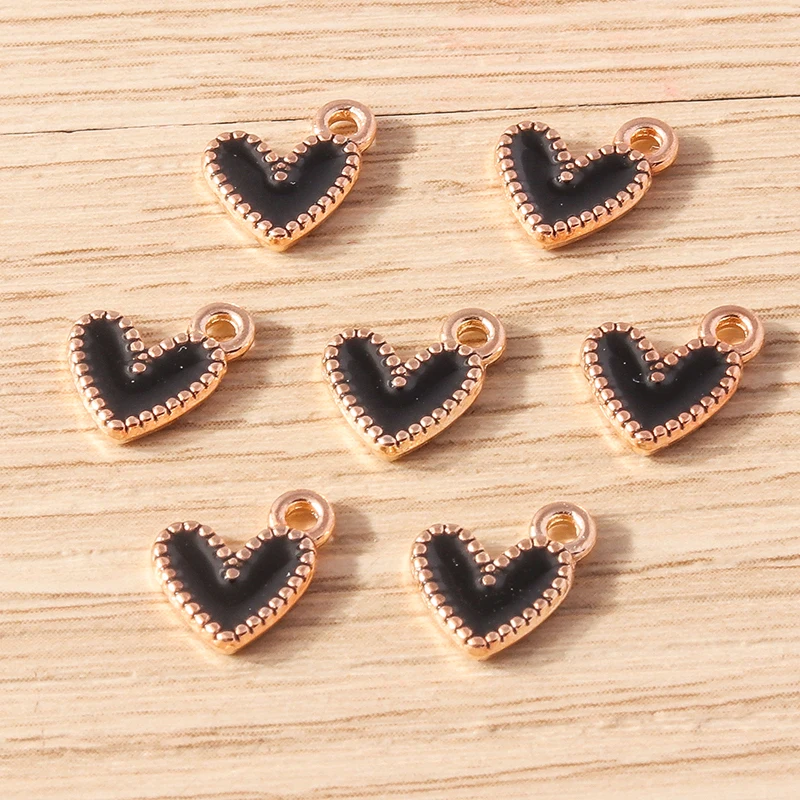 30 stücke 9x9mm süße kleine Emaille Liebe Herz Charms Anhänger für Schmuck machen Tropfen Ohrringe Halsketten Armband DIY Bastel bedarf – Detail 9