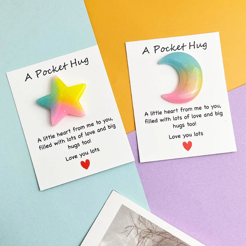 Romântico gradiente cor estrelas lua dia dos namorados cartão de bênção bonito surpreendente cartão casal presentes festa decoração