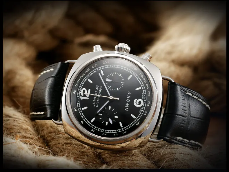 Awsky Hollowed-outTourbillon Men‘s Automatic Mechanical Watch Large Dial Genuine Leather Waterproof Light luxury Exquisite