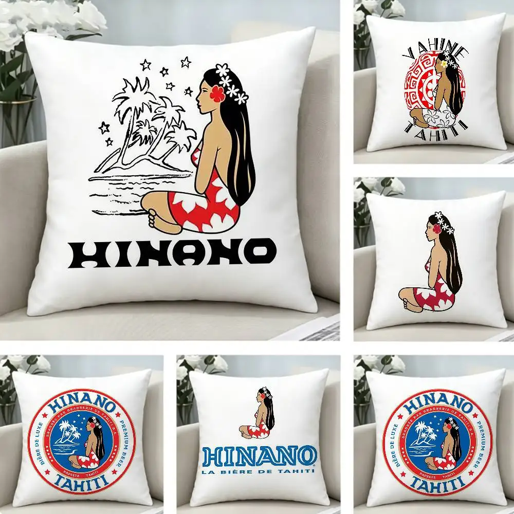 

1pc Hinano Tahiti Girl Polynesia Pillow Case Pattern Printed Pillowcase For Living Room Sofa Cushion Cover