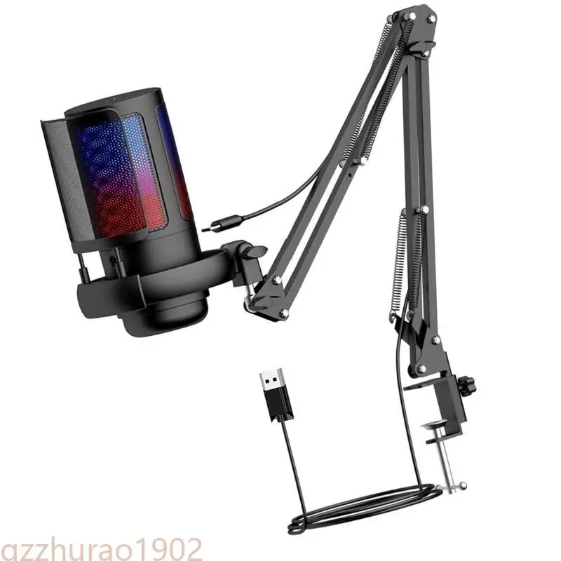 

97QB Gaming USB-микрофон 30 Гц-16 кГц для компьютера с ПК с рукой и светодиодным освещением