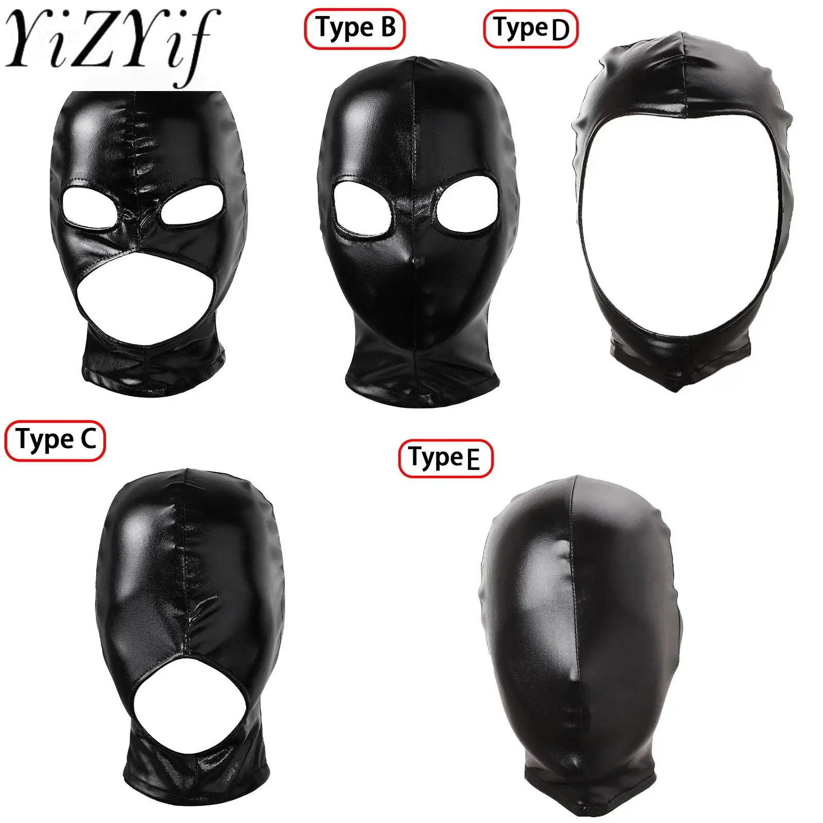 

Women Mens Latex Face Mask Bronzing Cloth Open Mouth and Eye Glued Head Cover Couples Adult Face Mask Hood for Role Play Costume