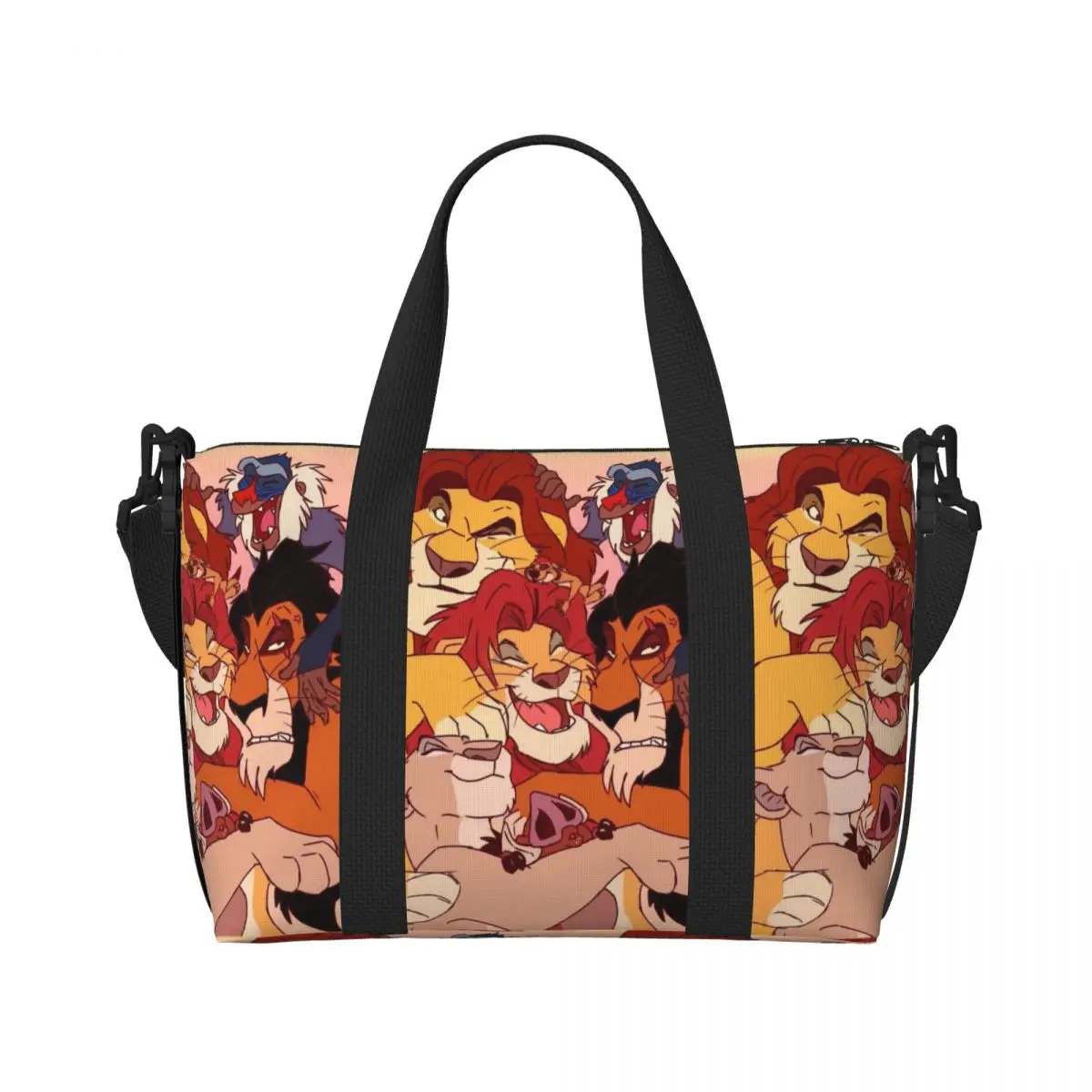 Sac fourre-tout Simba personnalisé pour femme, personnages du roi discutant, grande capacité, sacs de voyage mignons de dessin animé, salle de sport