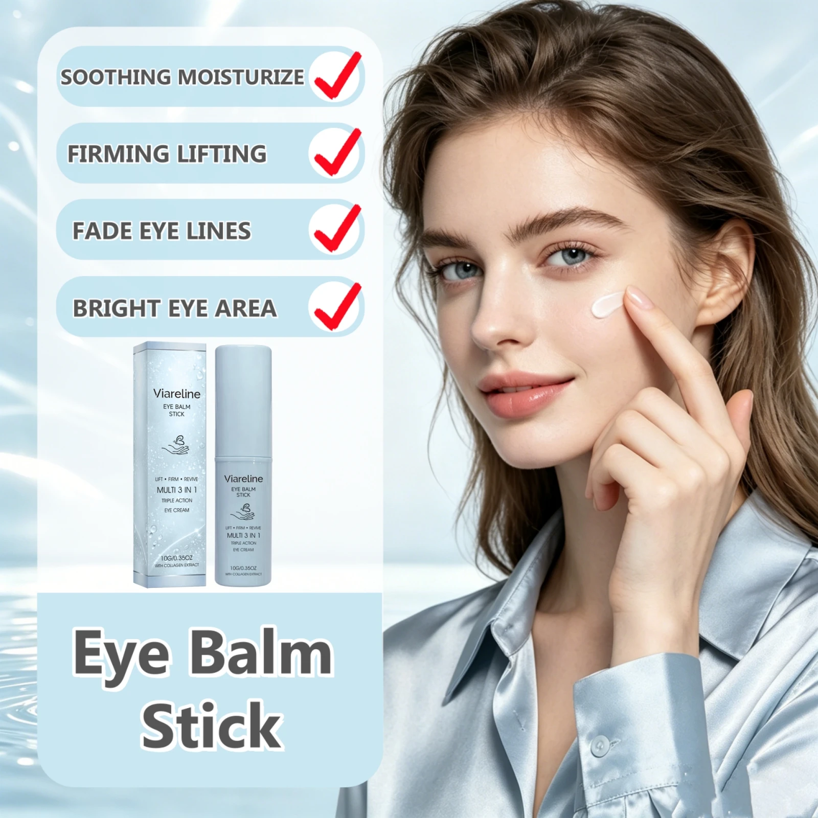

Collagen 3-In-1 Eye Balm Stick Moisturizing Brighten Eyes Area Fade Dark Circles Fine Lines Anti-Wrinkle Firming Eye Cream Stick