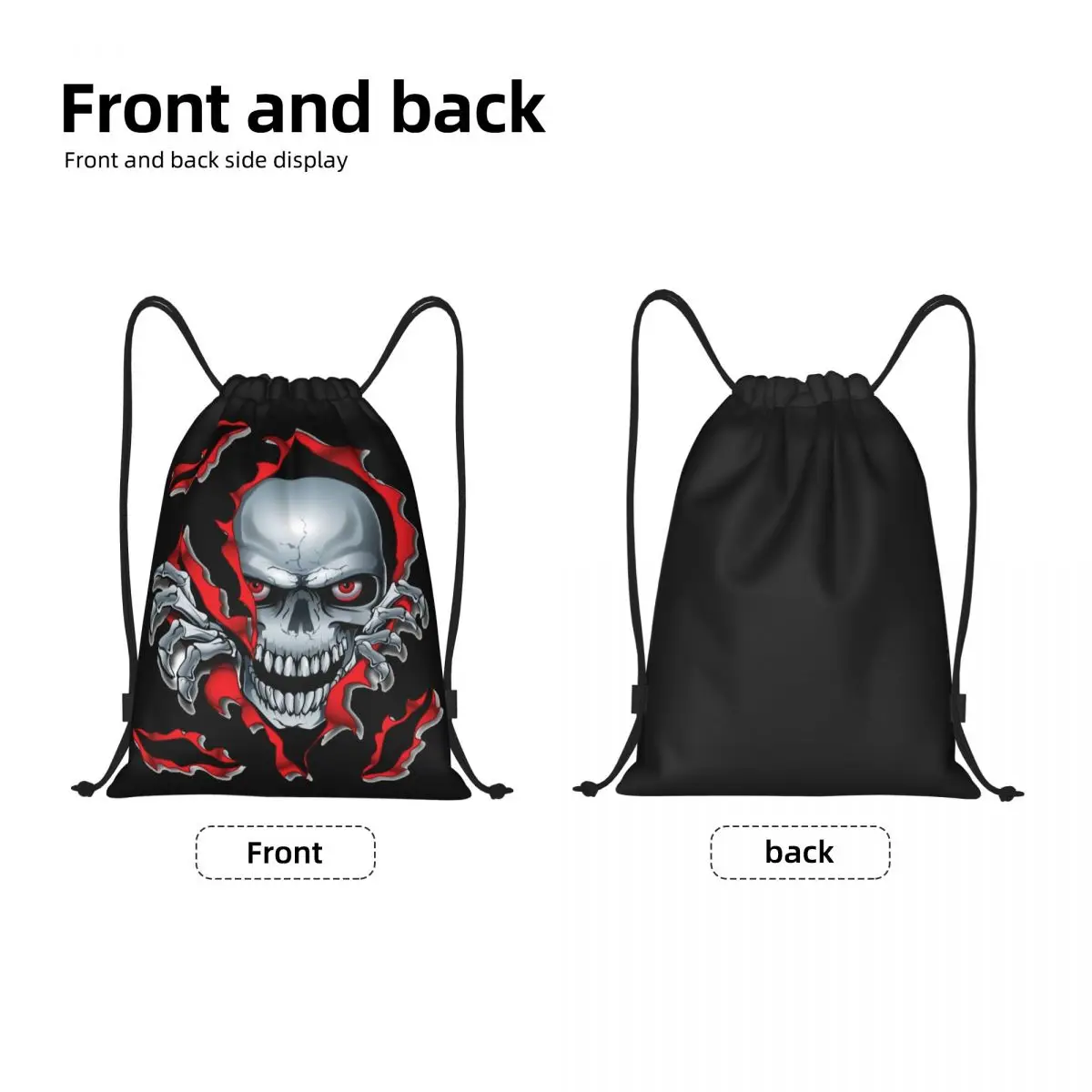 Custom Rip Skull Trekkoord Rugzak Tassen Vrouwen Mannen Lichtgewicht Gothic Skelet Gym Sport Sackpack Zakken Om Te Winkelen