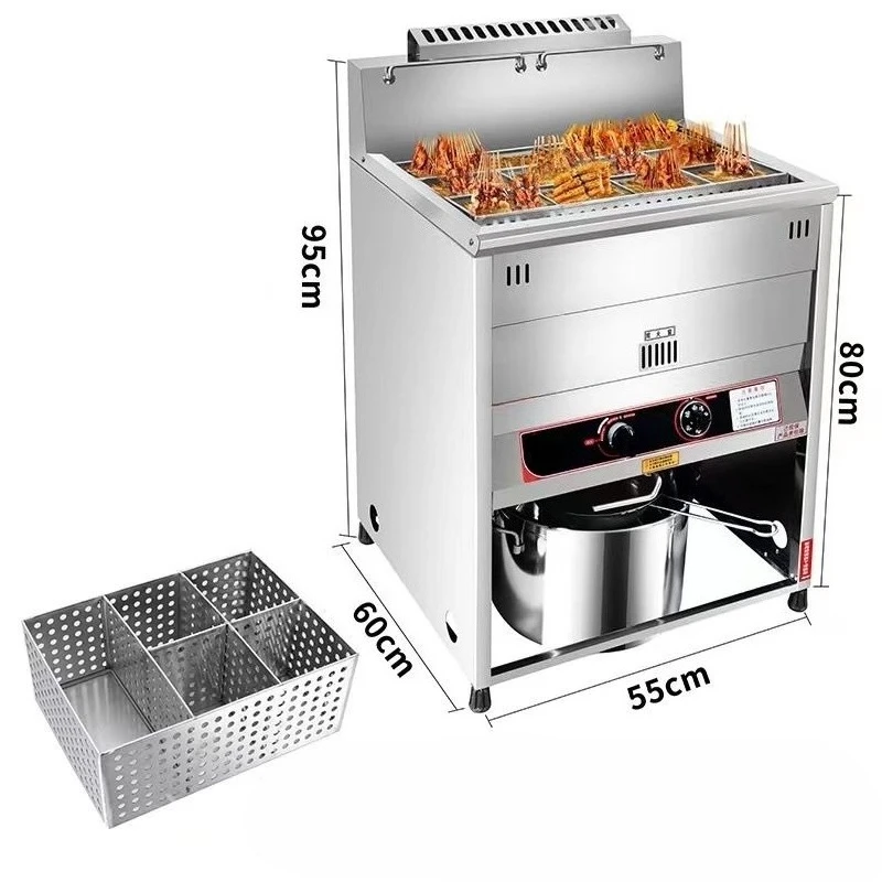40L Countertop Gas Deep Fryer, Single Tank Commercial Fryer for Fried Chicken, Skewers, Street Food