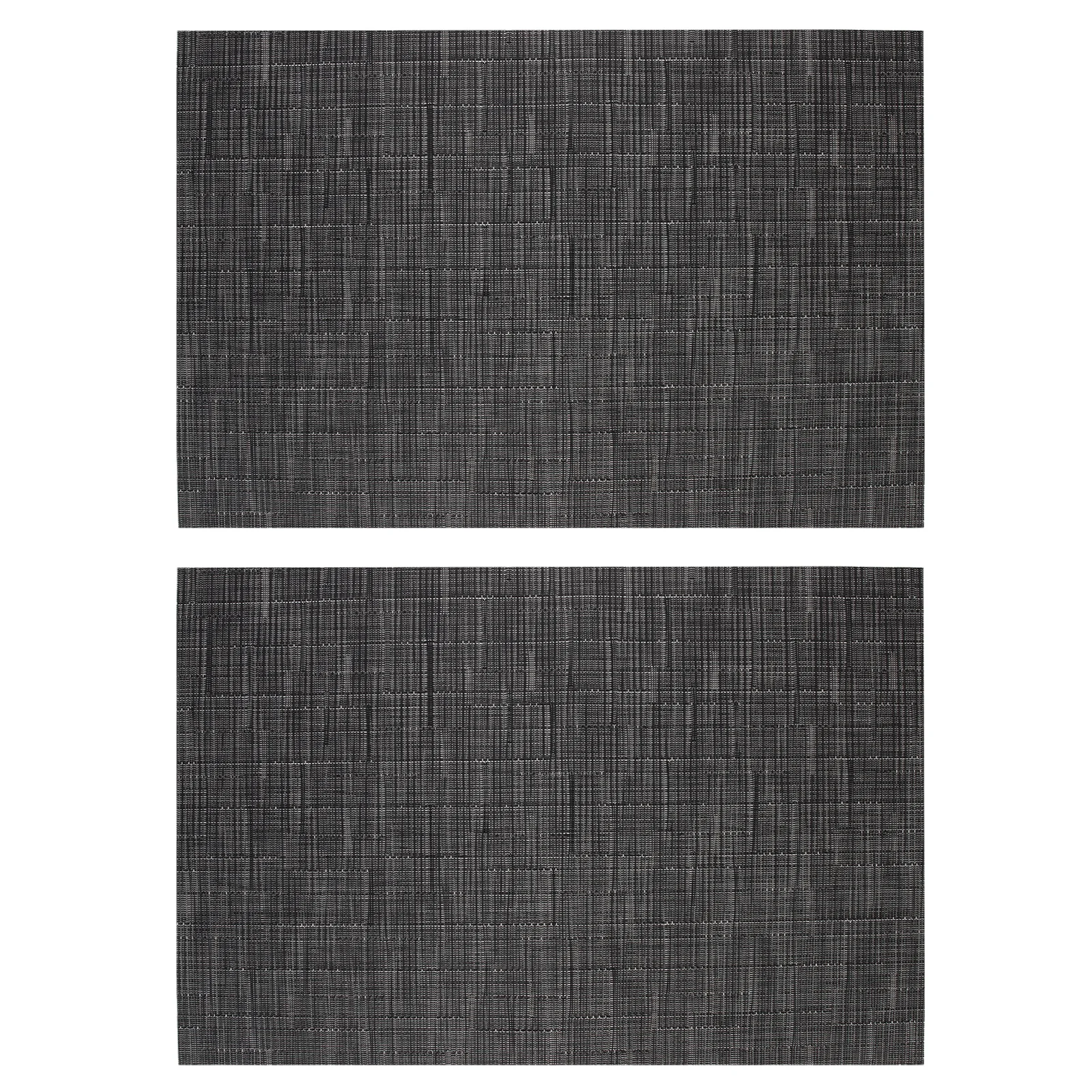 

2pcs PVC Placemats Black Heat Insulated Table Mats Protective Coasters Rectangular PP Fine Texture Smooth Suitable Home