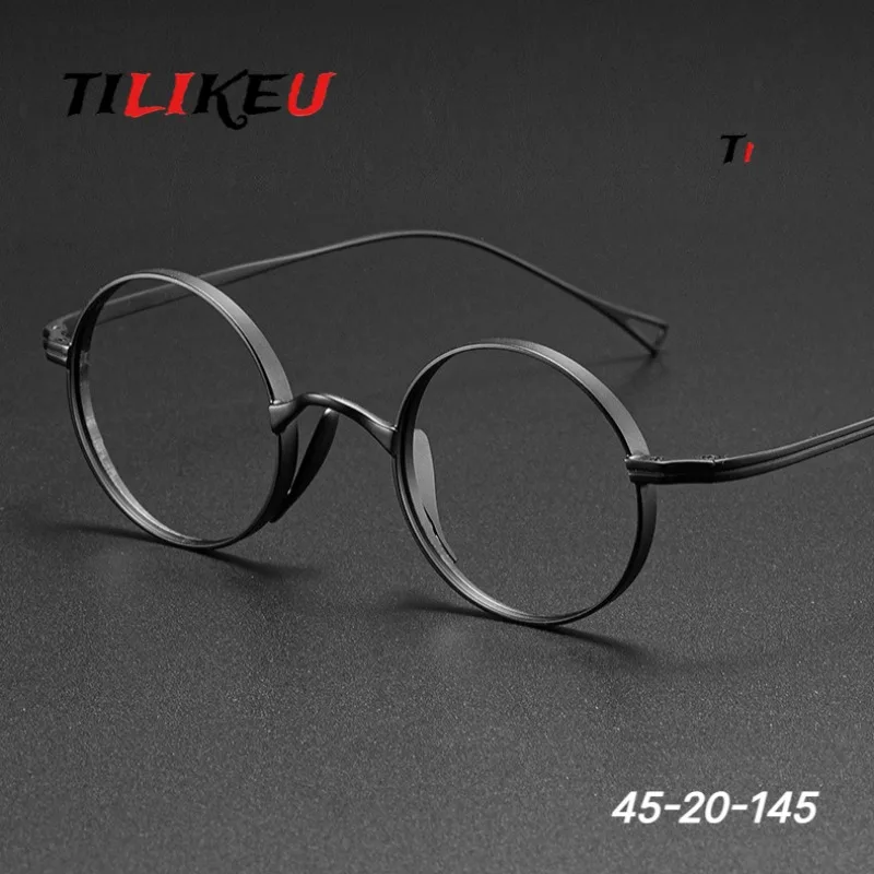 Japanese Pure Titanium Glasses 13g Ultralight Vintage Wide Rim Small Round Frame Men's Eyeglasses Women Luxury Designer Eyewear