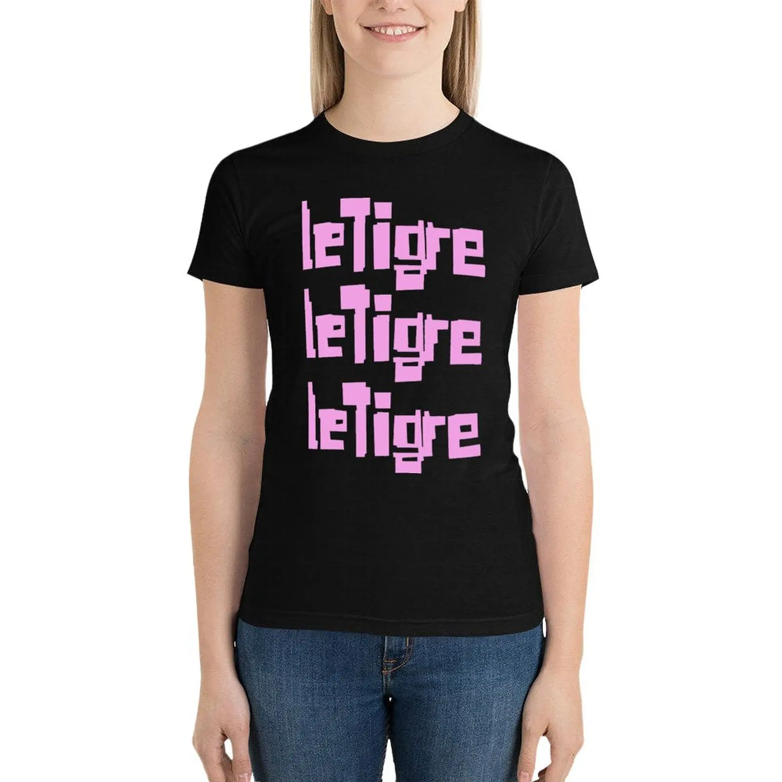 LE TIGRE DESIGN T-Shirt graphics cute clothes female summer top Woman clothing