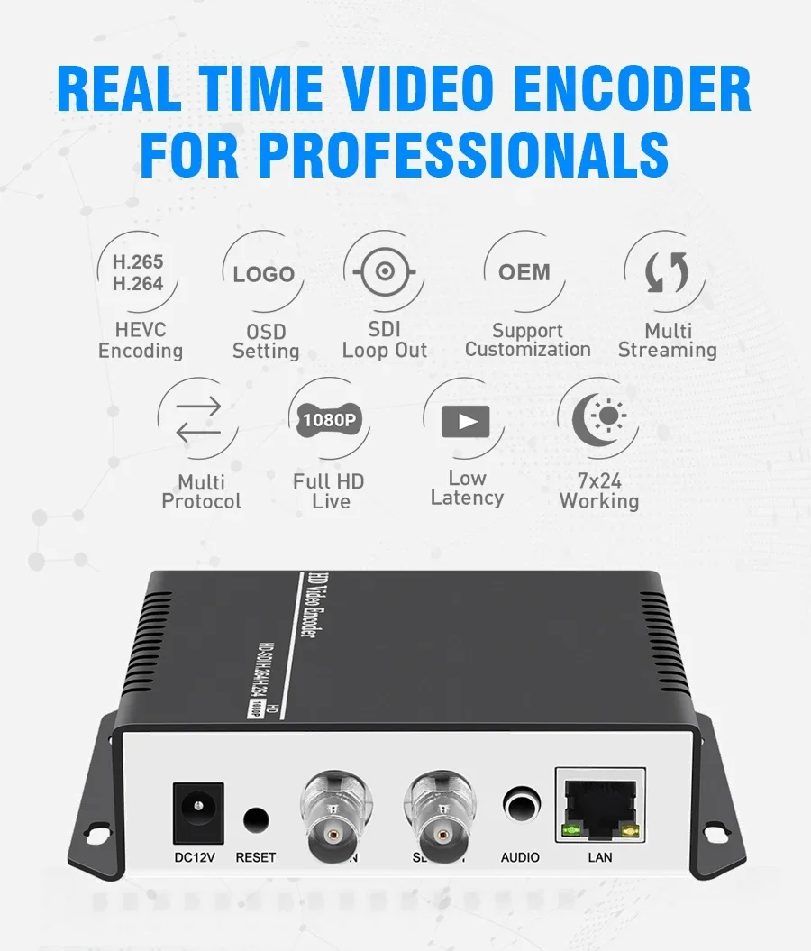 Codificador de vídeo Mpeg4 de qualidade de transmissão DHL com entrada SD-SDI/AV, SRT/unicast/multicast Ip