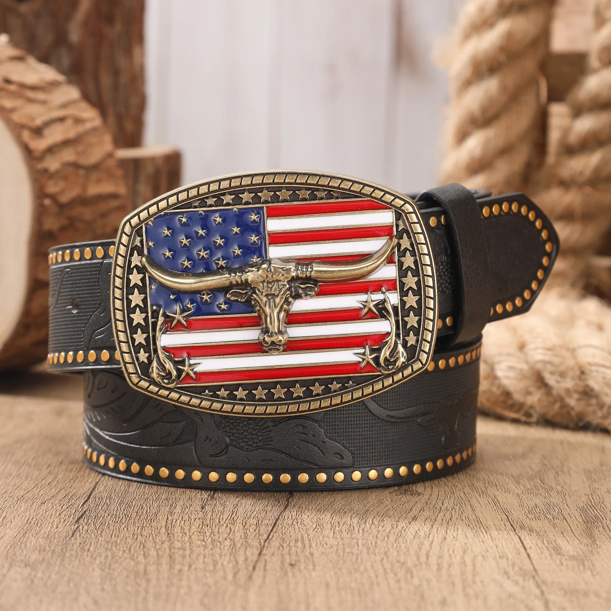 1pc Western Cowboy Style Belt - Suitable for Both Men and Women. Western Buckle PU Embossed Belt. Perfect for Pairing with Jeans