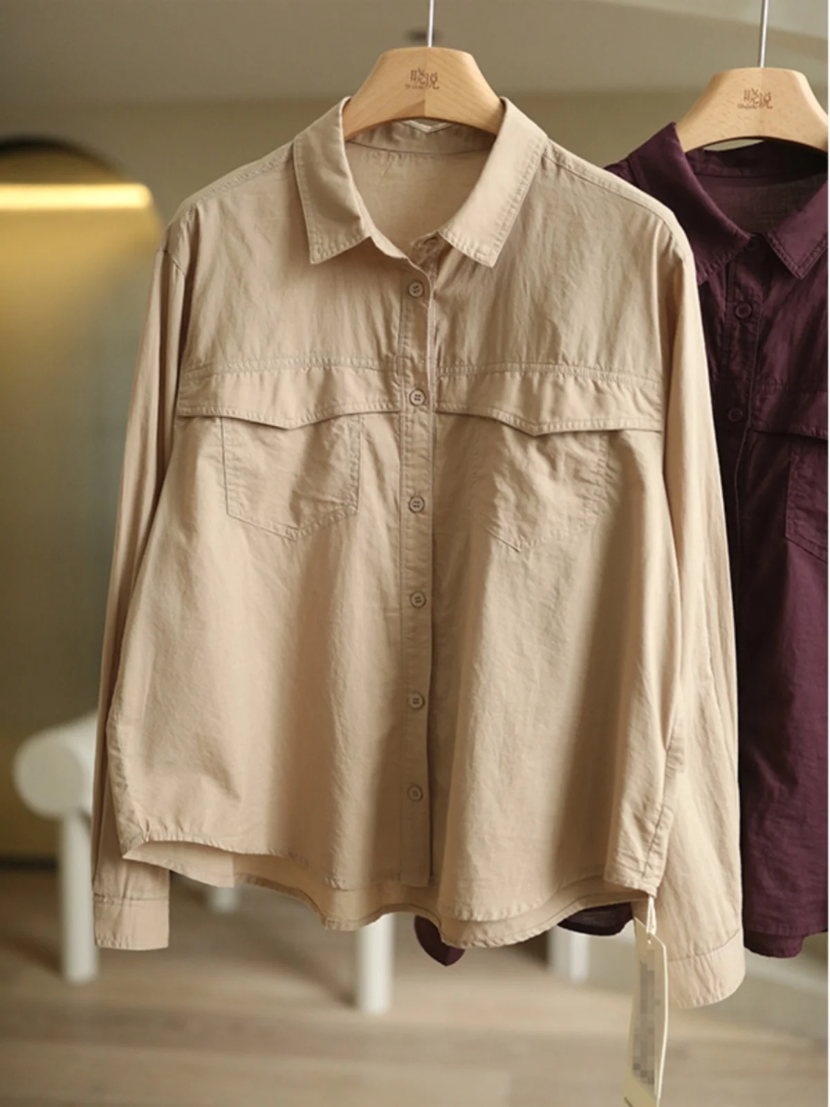 

Повседневные свободные длинные све, однотонные женские осенние утягивающие модные хлопковые универсальные базовые воротники с воротником Генри