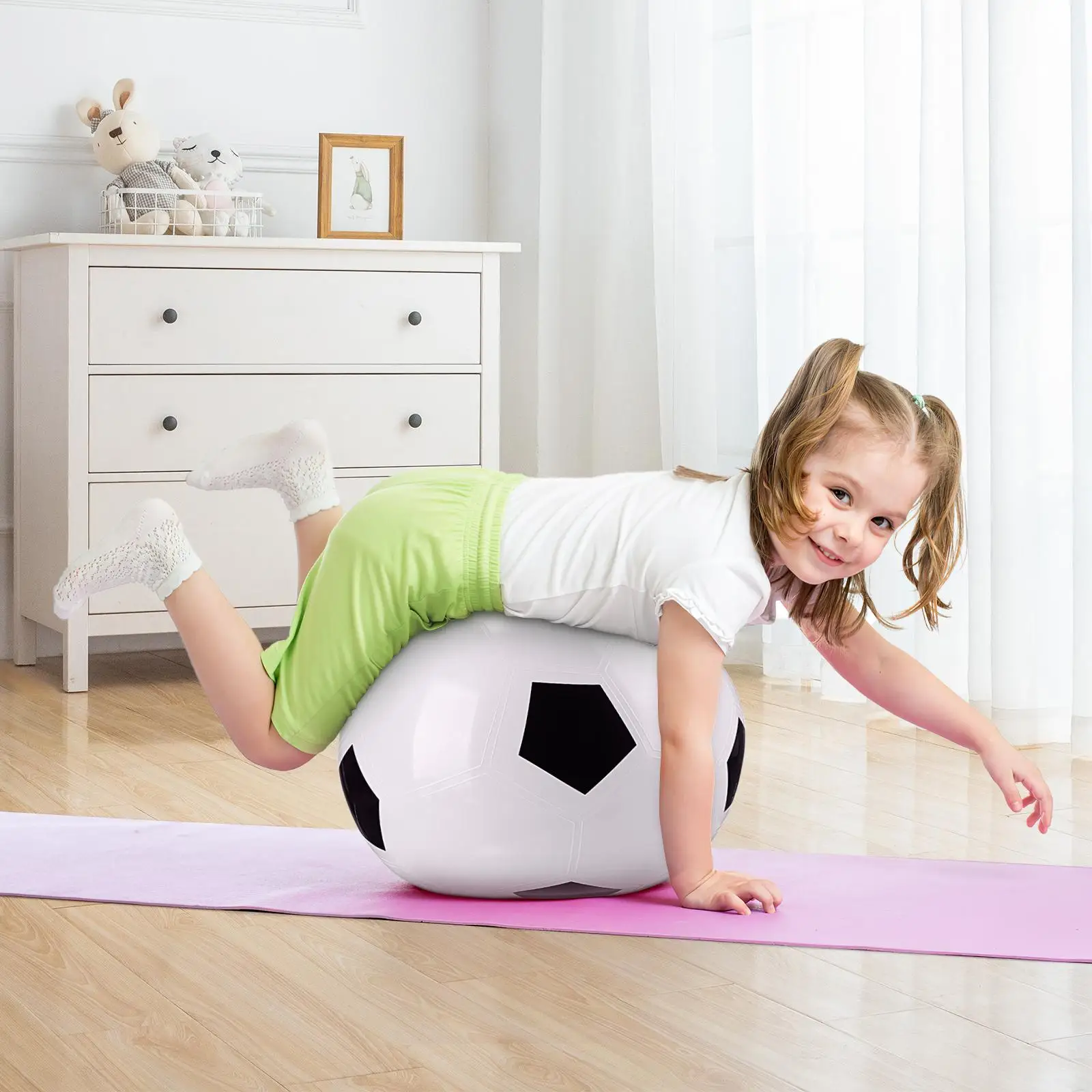 Pelota hinchable que rebota, pelotas hinchables para niños con mango, estilo de fútbol, saltando para niños