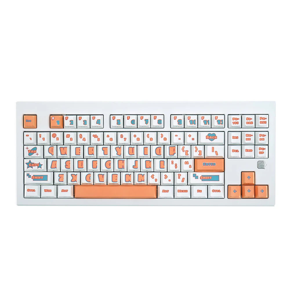 Cherry height side engraved translucent keycaps heat sublimated large font  retro style, suitable for mechanical keyboards