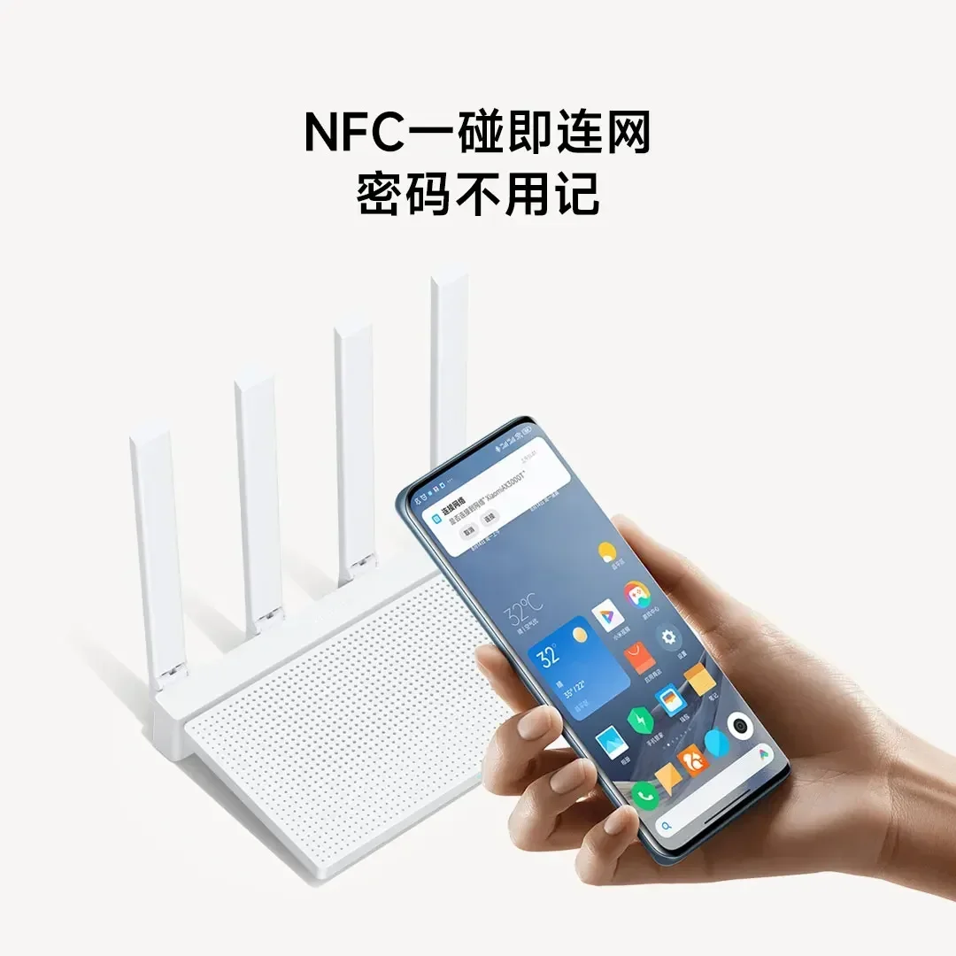 2024 NEW Original Xiaomi AX3000T Router 2.4GHz 5GHz 1.3GHz CPU 2X2 160MHz WAN LAN LED NFC Connection for Home Office Games Mi