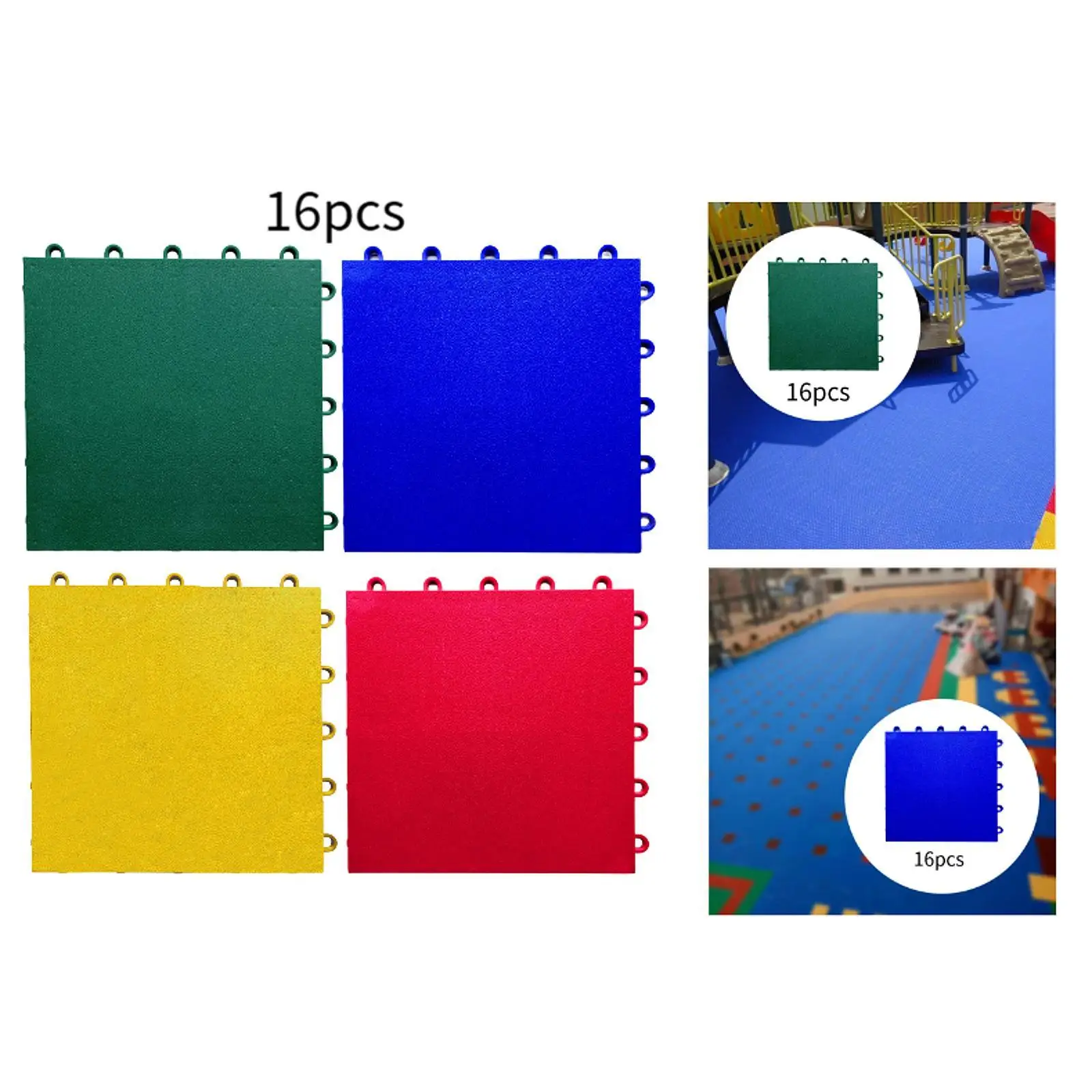 16Pcs Interlocking Tiles Portable Non Slip Supplies Accessories Puzzle Play Mats for Court Playground Skating Rink Gym Outdoor