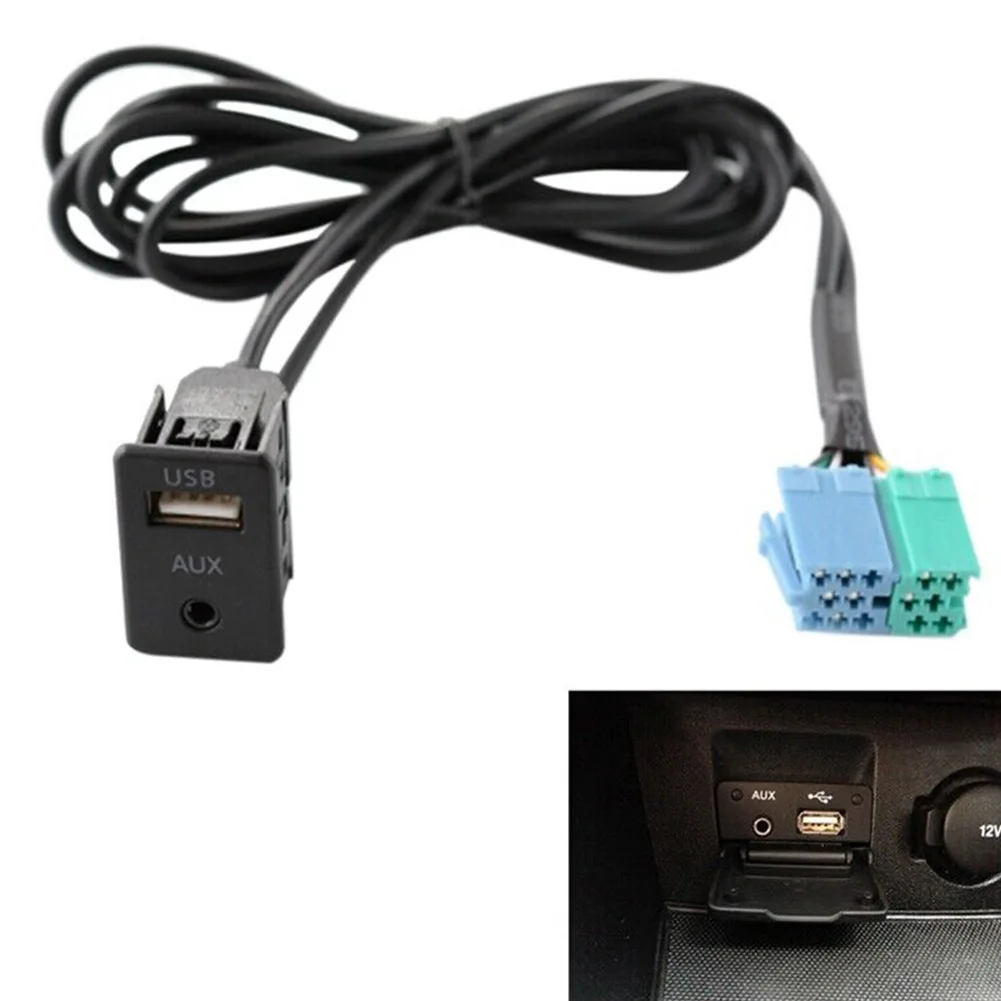1.5m ABS AUX USB Extension Cable 3.5mm + USB Port AUX USB Cable AUX USB Port Adapter Cable For Hyundai Elantra