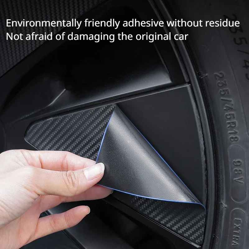 For Tesla Model 3 Highland 2024 Car Wheel Tire Hub Cover Sticker Trim PVC Protective Film Carbon Fiber Exterior Replacement