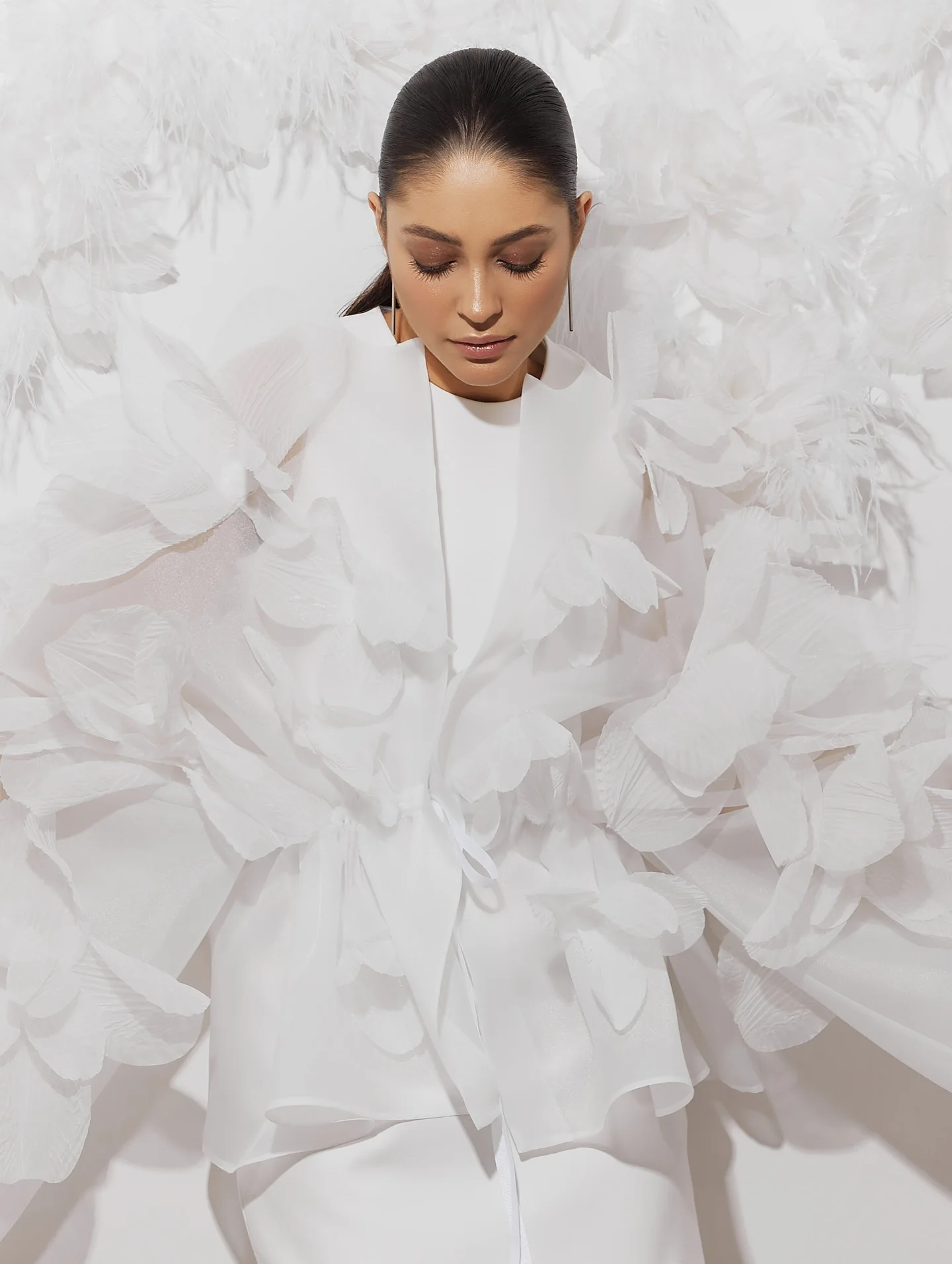 Manteau Chic en Organza transparent à fleurs pour femmes, veste courte à fleurs faites à la main, manteau de soirée transparent, tenue pour dames, sans robe