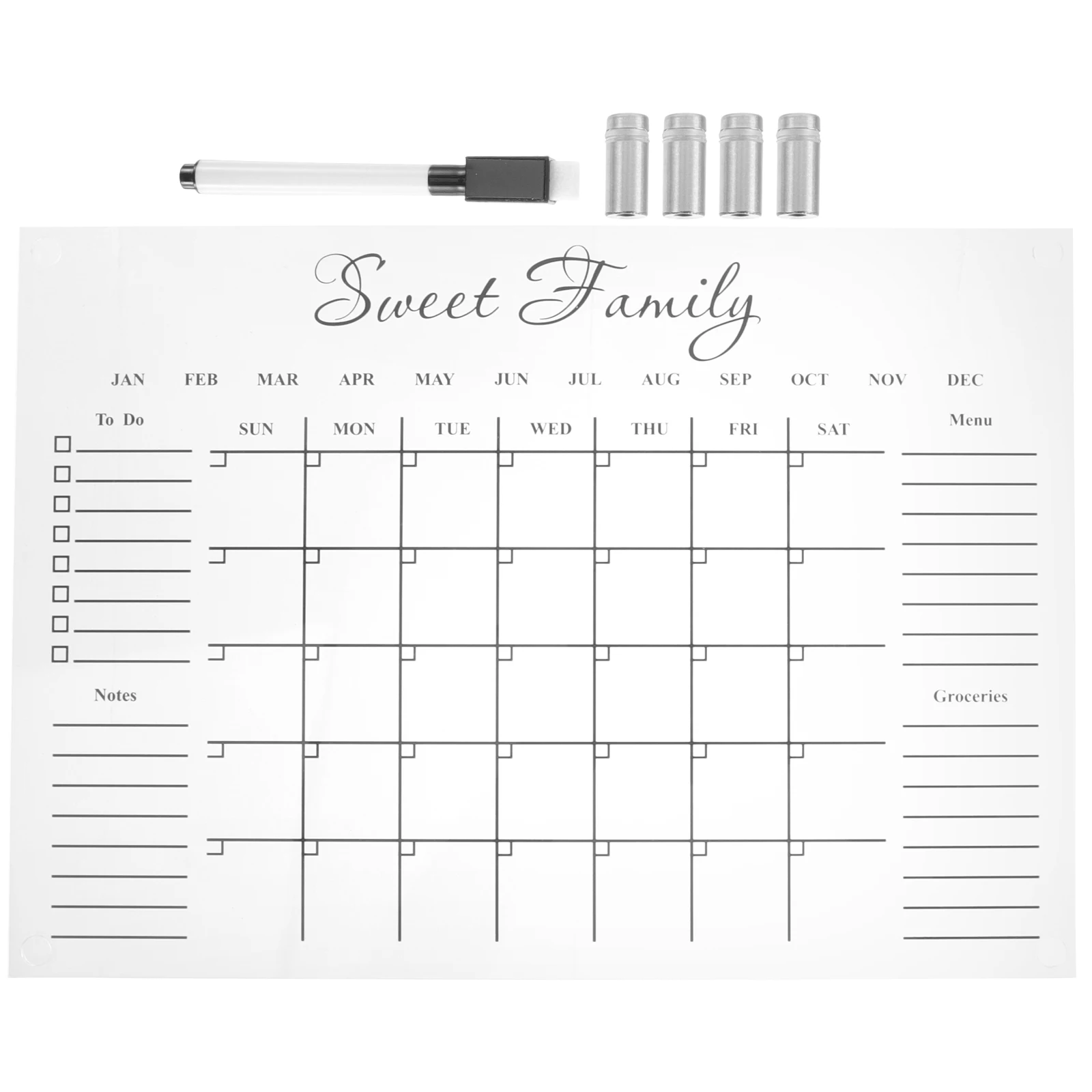 1Set Safe Acrylic Message Board Wall Mounted Calendar Planner Home Office Decoration Acrylic Memo Board
