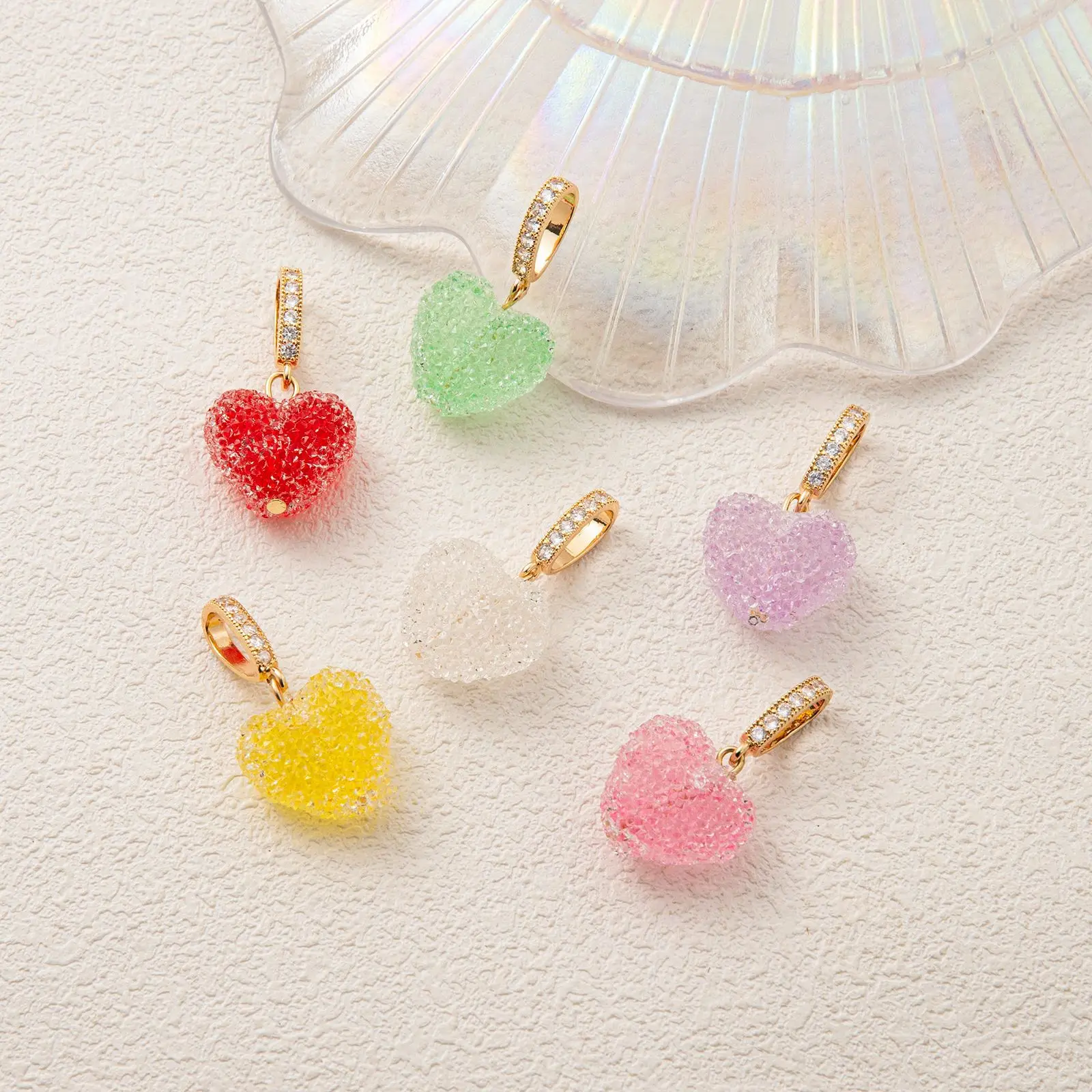 Colorful Jelly Heart Charms for Women Lovely Gummy Candy Pendants Necklace Making DIY Stacking Jewelry Gifts Fashion