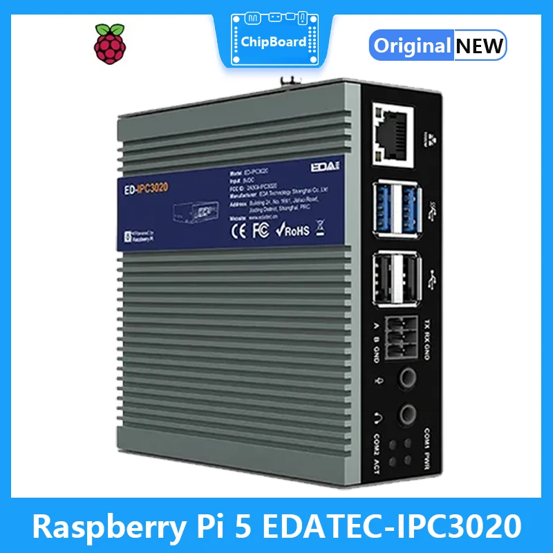 EDATEC-IPC3020 Broadcom BCM2712,High Performance Industrial Based on Raspberry Pi5,with 4GB/8GB DDR,SD Card,SSD