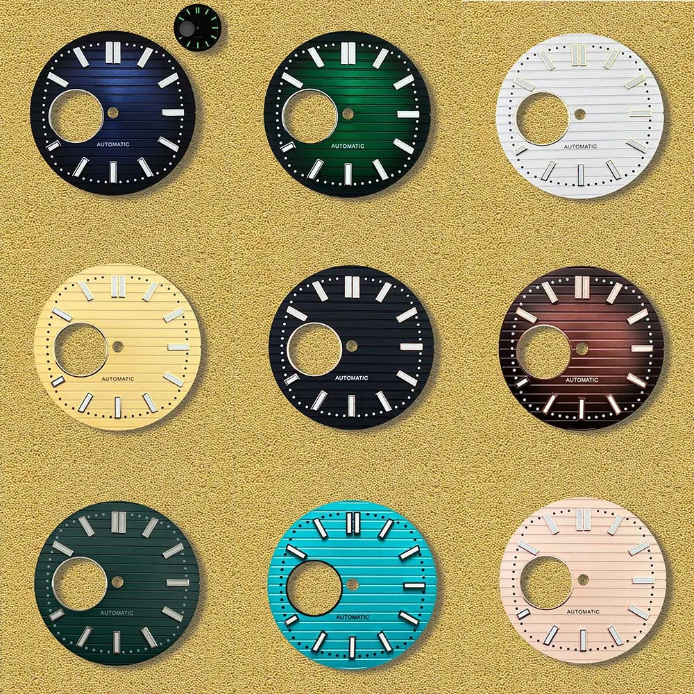 

30.5mm S Logo Hollow Out Dial Fit NH38 Japanese Movement Green Luminous Stripe Latest styles Dial Watch Modification Accessories