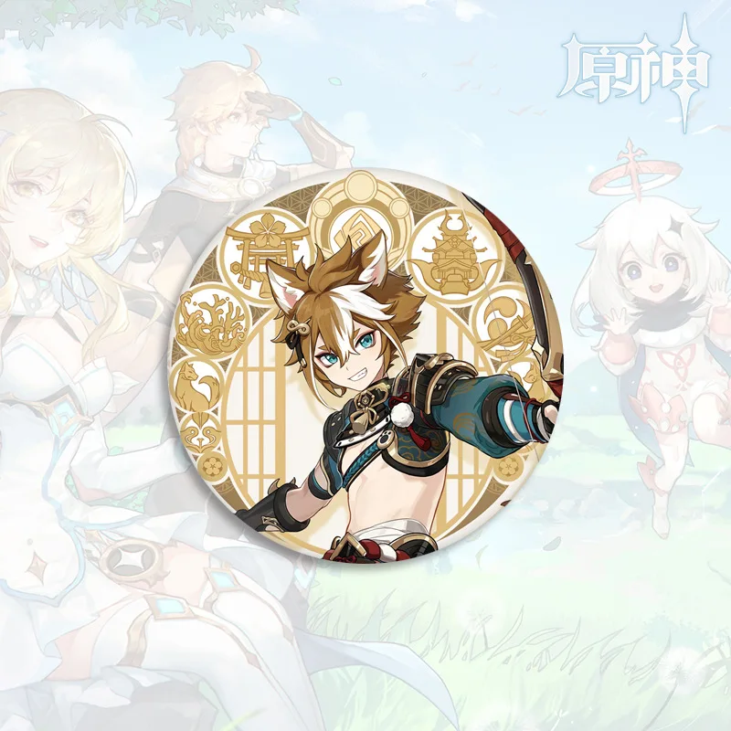 Game Genshin Impact 58mm Brooch Pin Shenhe Yun Jin Yae Miko Hu Tao Cosplay Badge Accessories Clothes Backpack Decoration Gifts