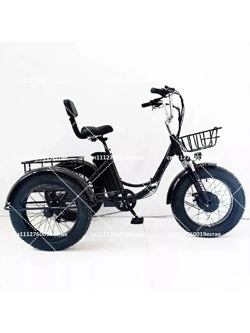 20 Inch Fat Tire Electric Tricycle Folding Pedal Trike for Snow Beach Sand Riding