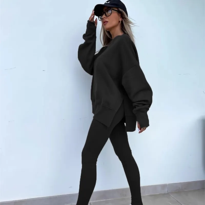 2024 New Suits Casual Loose Tops Leggings 2-piece Set Women\'s Sweatshirt Autumn And Winter Suits Fashionable Women