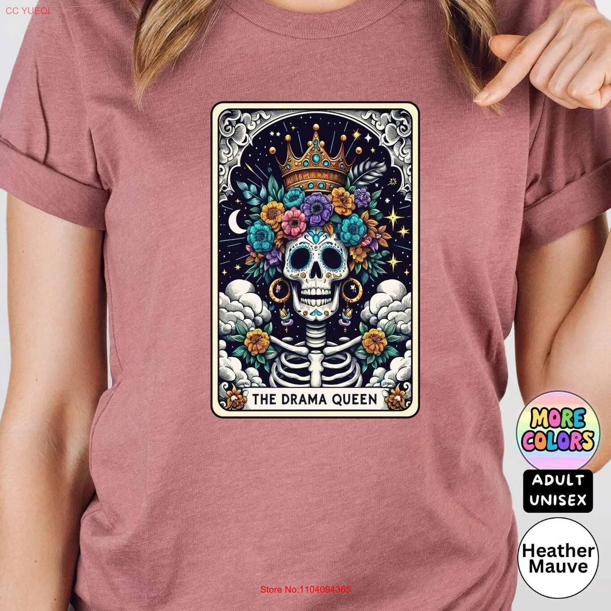 The Drama Queen Skeleton Tarot Card Colorful Floral Funny T Shirt Astrology Magical Mystic Friend Wife Adult