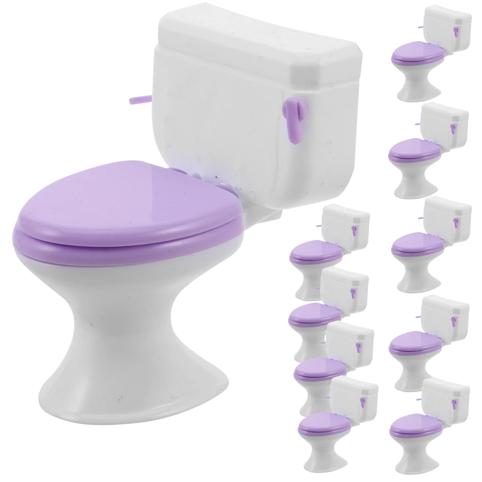 10 Pcs House Mini Toilet Dollhouse Bathroom Toy Furniture for Decorate Accessories Plastic Decoration