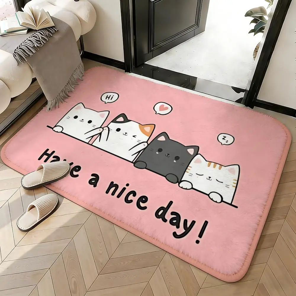 Soft Absorbent Non-Slip Rug Animal cat Floor Mat Home Decor Doormat Bedroom Floor Mat Shower Carpet