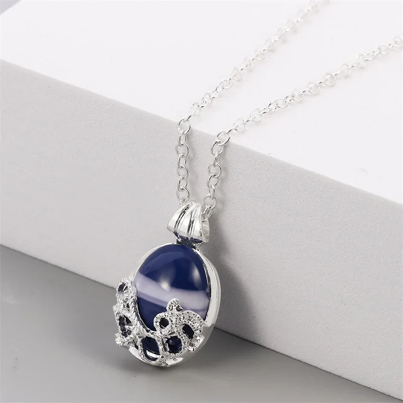 Il vampiro diari Katherine Pierce naturale blu opale ciondolo collana di grado superiore cavo argento placcato donna dichiarazione collana