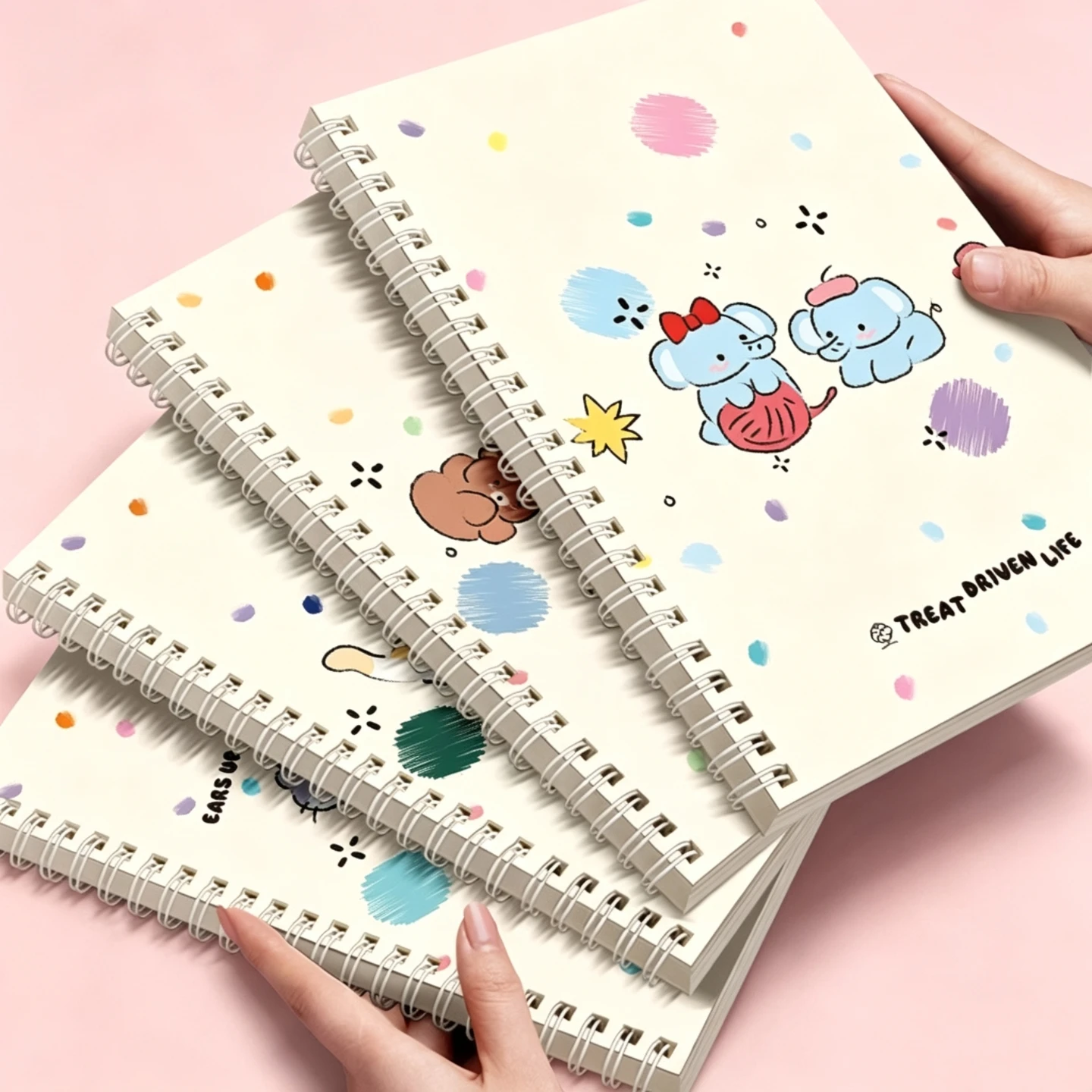 A5 Thick Spiral Notebook, Cute Cartoon Design,High-Value Heavyweight Journal for Middle&High School,Cute Cartoon Spiral Notebook