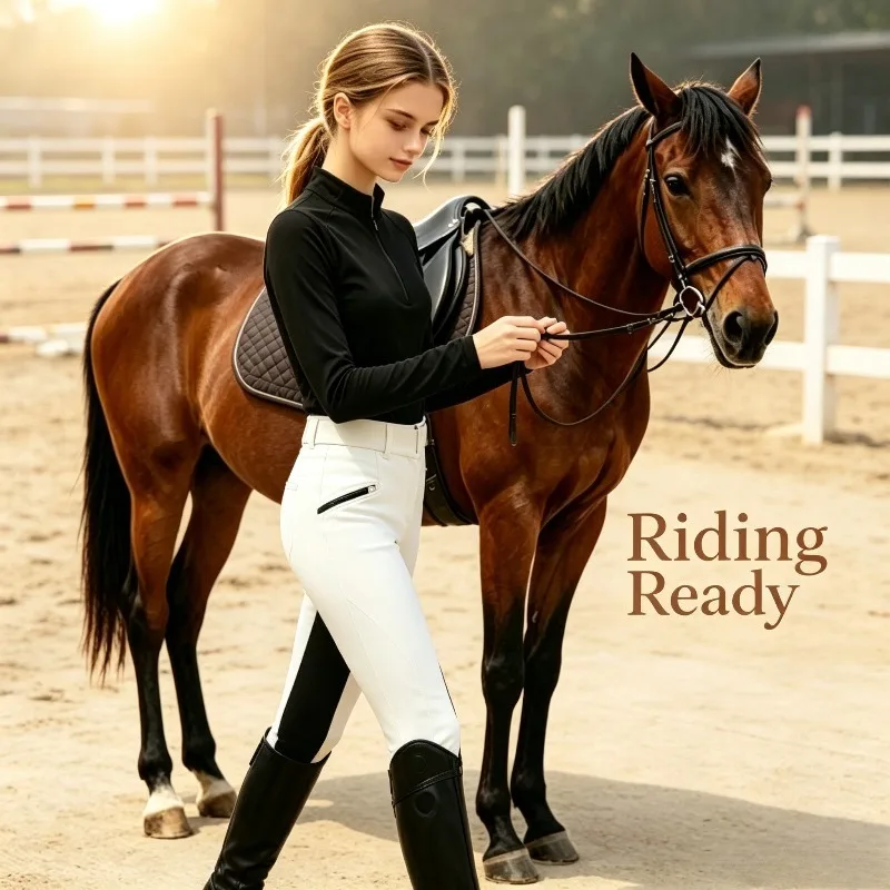 Girls Over 14 Years Old Equestrian Sports Leggings Elastic Cycling Pants Competition Gym Casual Pants