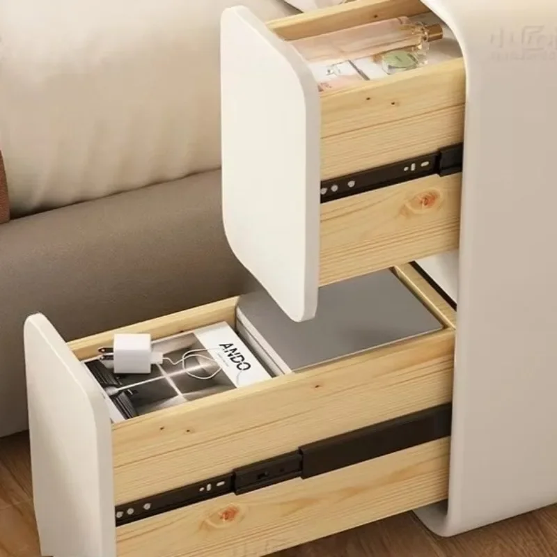 Solid Wood Ultra-Narrow Nightstand Minimalist Modern Super-Narrow Gap Cabinet Cream Style Small Storage Furniture 2025 New Desig